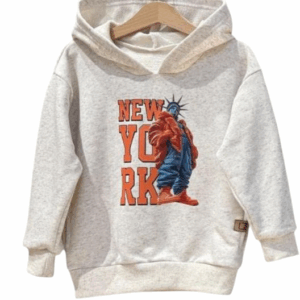 Bluza z kapturem MIMI „State of NY” - Beżowy melanż, 104/110, MIMI