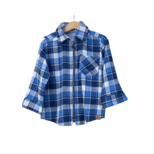 Koszula w kratę „Blue” na zamek - Niebieski, 104/110, MIMI